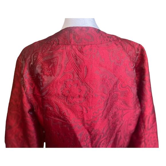 Chico's Red Paisley Silk Look Blazer Size 2 (12) - Picture 4 of 7